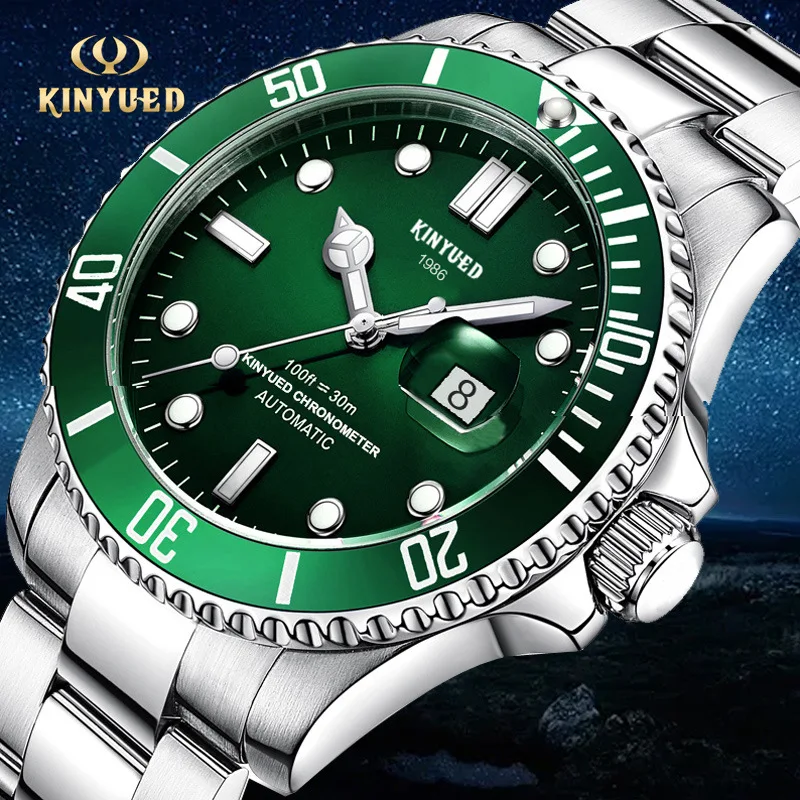 KINYUED Green Water Ghost fully automatic solid stainless steel men's mechanical watch waterproof luminous quartz luxury brand
KINYUED Green Water Ghost fully automatic solid stainless steel men's mechanical watch waterproof luminous quartz luxury brand