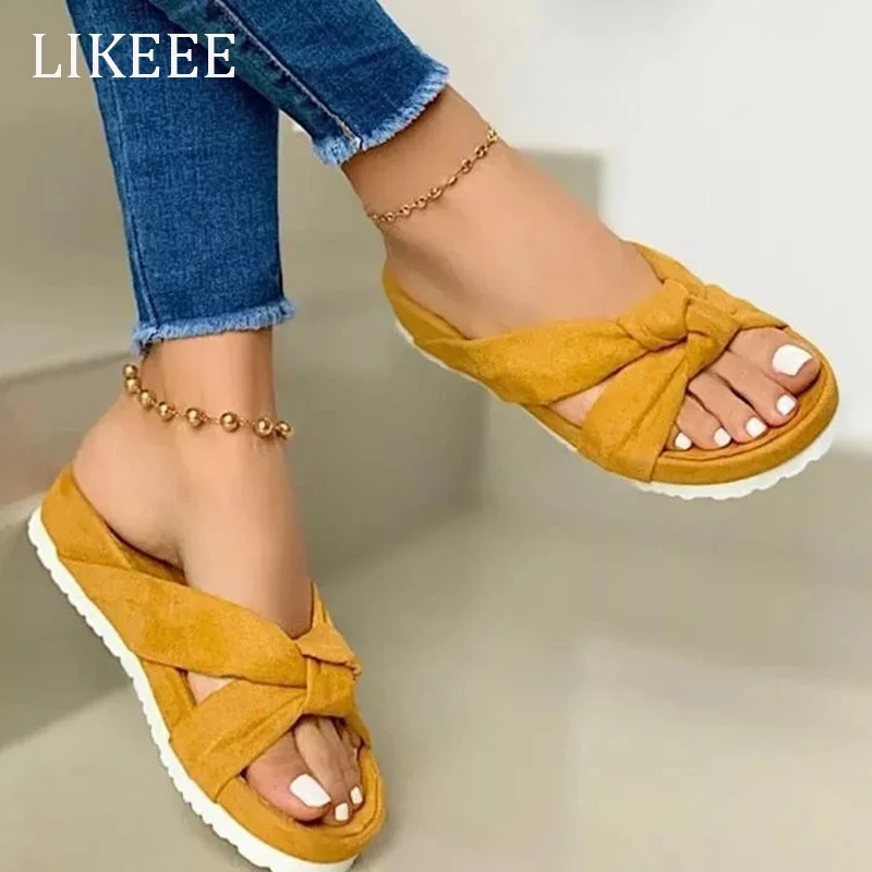 Slippers Women Solid Knotted Flats Slip-On Sandals Casual Ladies Slides Beach Shoes Outdoor Slipper Cross Strap Footwear
Slippers Women Solid Knotted Flats Slip-On Sandals Casual Ladies Slides Beach Shoes Outdoor Slipper Cross Strap Footwear