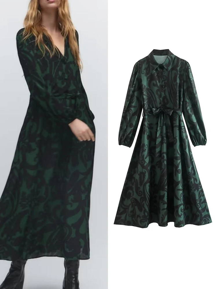 TRAF Women Fashion Print Mid-Calf Dresses With Belt 2022 Female Elegant Turn Down Collar Dresses Long Sleeve Soft Vestidos
TRAF Women Fashion Print Mid-Calf Dresses With Belt 2022 Female Elegant Turn Down Collar Dresses Long Sleeve Soft Vestidos