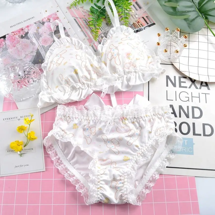 Sanrio Hello kitty Melody Kuromi Cinnamoroll kawaii cartoon anime women's underwear bra set loli puppy no steel ring thin cup
Sanrio Hello kitty Melody Kuromi Cinnamoroll kawaii cartoon anime women's underwear bra set loli puppy no steel ring thin cup