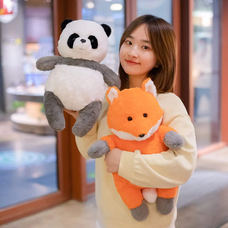 

40cm New Fashion Soft Stuffed Cartoon Panda Fox Plush Toy Lovely Fat Animals Doll For Baby Daughter Girlfriend Kid Birthday Gift