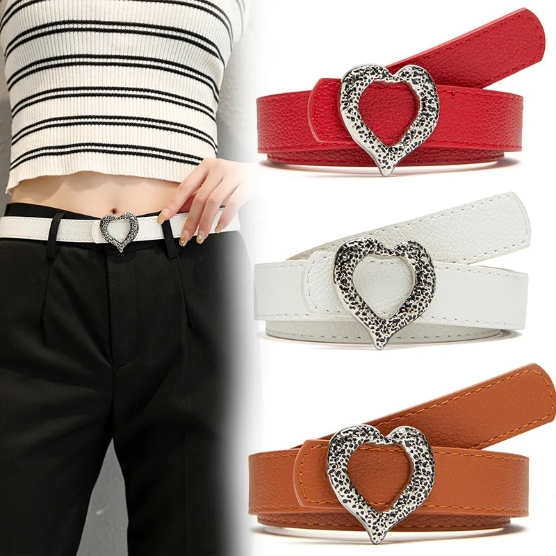 New Pu Leather Belt For Women Designer Metal Heart Buckle Waist Strap Female Girl Jeans Dress Trouser Decorative Waistband
New Pu Leather Belt For Women Designer Metal Heart Buckle Waist Strap Female Girl Jeans Dress Trouser Decorative Waistband