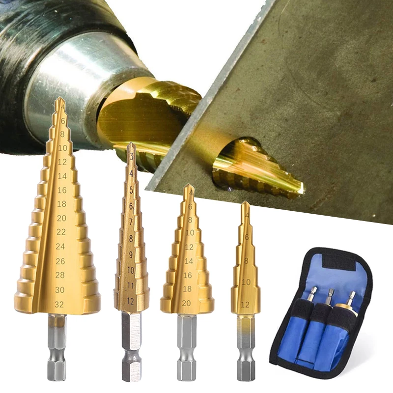 3Pcs/set HSS Straight Groove Step Drill Bit Titanium Coated Wood Metal Hole Cutter Core Drilling Tools Sets 3-12mm 4-12mm 4-20mm
3Pcs/set HSS Straight Groove Step Drill Bit Titanium Coated Wood Metal Hole Cutter Core Drilling Tools Sets 3-12mm 4-12mm 4-20mm