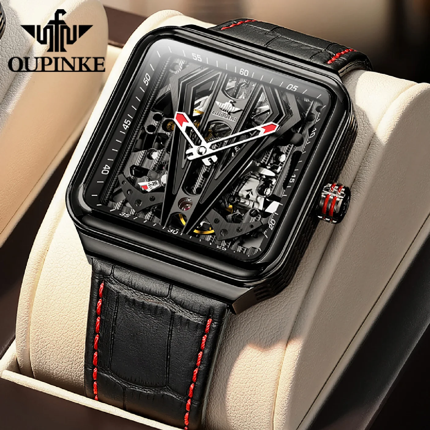 OUPINKE Brand Luxury Automatic Watch Men Mechanical Skeleton Watches Steampunk Sapphire Leather Sports Square Wristwatch Clock
OUPINKE Brand Luxury Automatic Watch Men Mechanical Skeleton Watches Steampunk Sapphire Leather Sports Square Wristwatch Clock