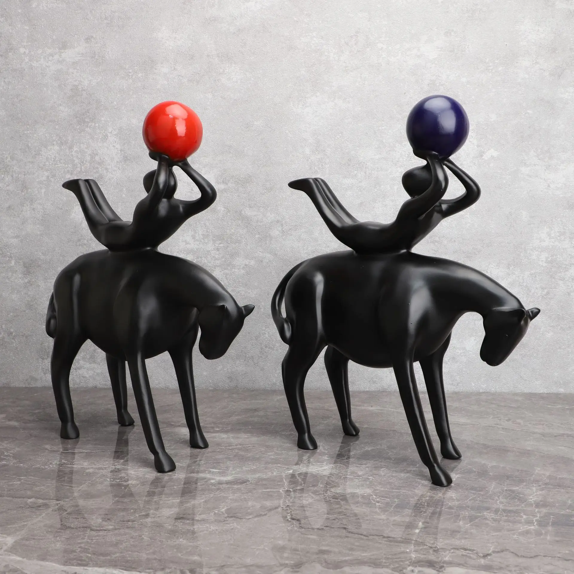 European creative resin riding Alto red gold blue ball sales department model tenant room bedroom soft decorations
European creative resin riding Alto red gold blue ball sales department model tenant room bedroom soft decorations