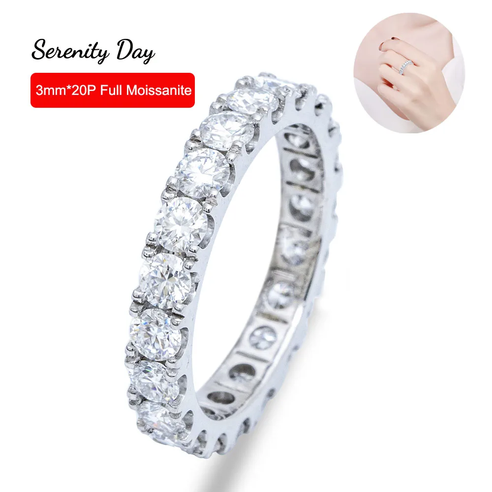 Serenity Day 925 Sterling Silver Plate Platinum Inlaid D Color VVS1 3mm*20P Full Moissanite Row Ring Fine Jewelry For Women Gift
Serenity Day 925 Sterling Silver Plate Platinum Inlaid D Color VVS1 3mm*20P Full Moissanite Row Ring Fine Jewelry For Women Gift