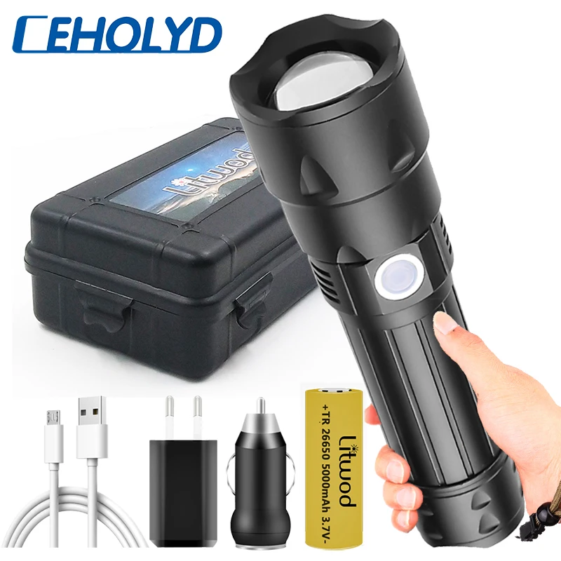 XHP50.2 4-core Led Flashlight Usb Rechargeable 18650 26650 Battery Zoomable Lens Torch Aluminum Alloy Body Lantern
XHP50.2 4-core Led Flashlight Usb Rechargeable 18650 26650 Battery Zoomable Lens Torch Aluminum Alloy Body Lantern