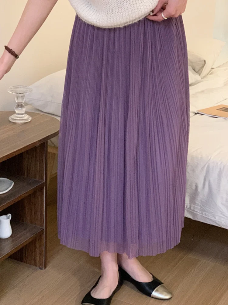 Pleated Solid A-line Skirt For Women Elastic Waist Mid-calf Skirts Korean Fashion All-match Clothes 2023 Spring Summer New M673
Pleated Solid A-line Skirt For Women Elastic Waist Mid-calf Skirts Korean Fashion All-match Clothes 2023 Spring Summer New M673