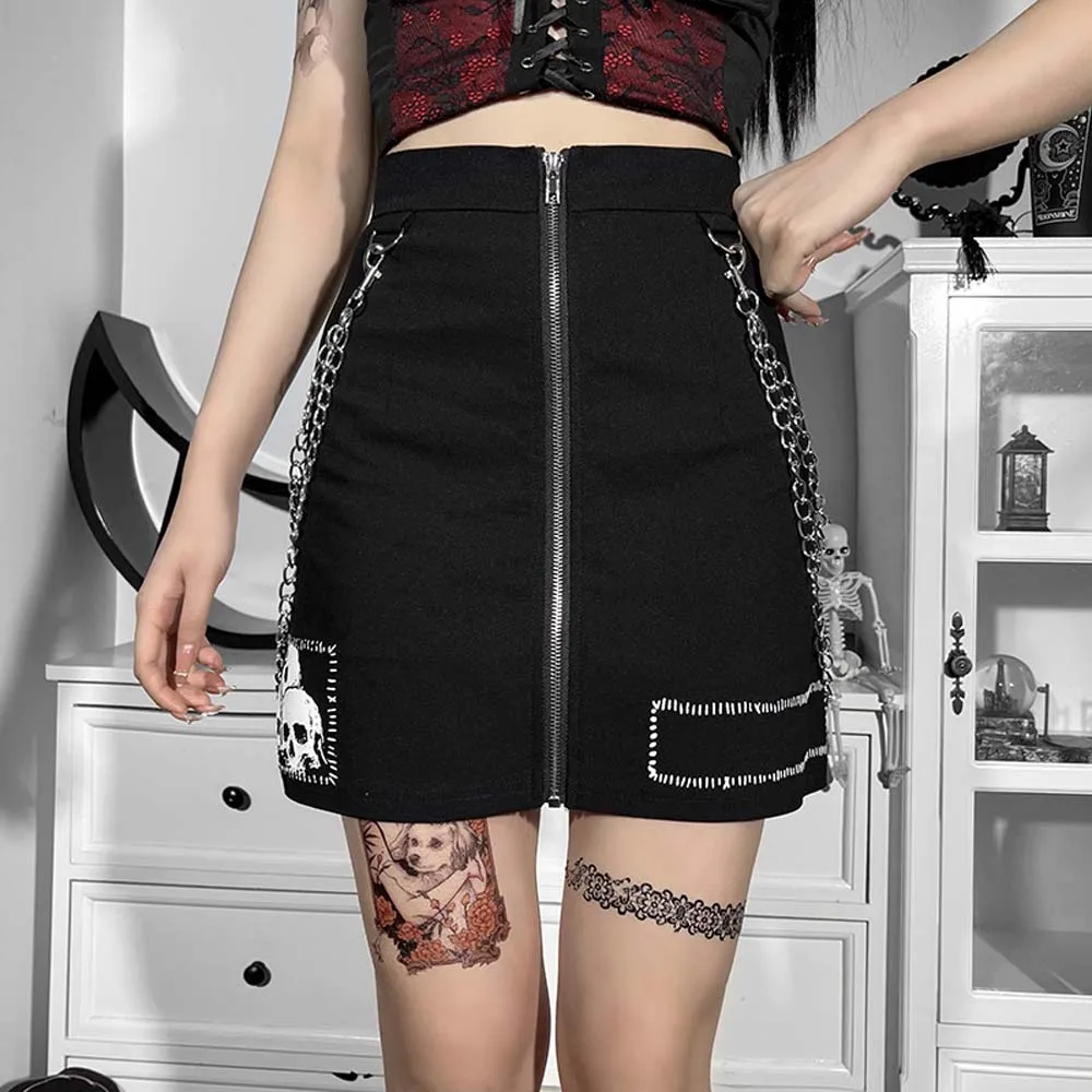 Skirt Gothic Retro Women Darkness Fashion Pure Color Hanging Chain Slim Printed Miniskirt Female Spring Summer Package Hip Skirt
Skirt Gothic Retro Women Darkness Fashion Pure Color Hanging Chain Slim Printed Miniskirt Female Spring Summer Package Hip Skirt