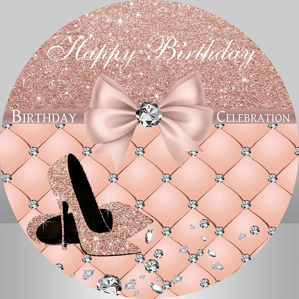 Diamond Glitter Rose Gold Round Backdrop Cover for Adult Birthday Party Decor High Heels Bow Background Photobooth
Diamond Glitter Rose Gold Round Backdrop Cover for Adult Birthday Party Decor High Heels Bow Background Photobooth
