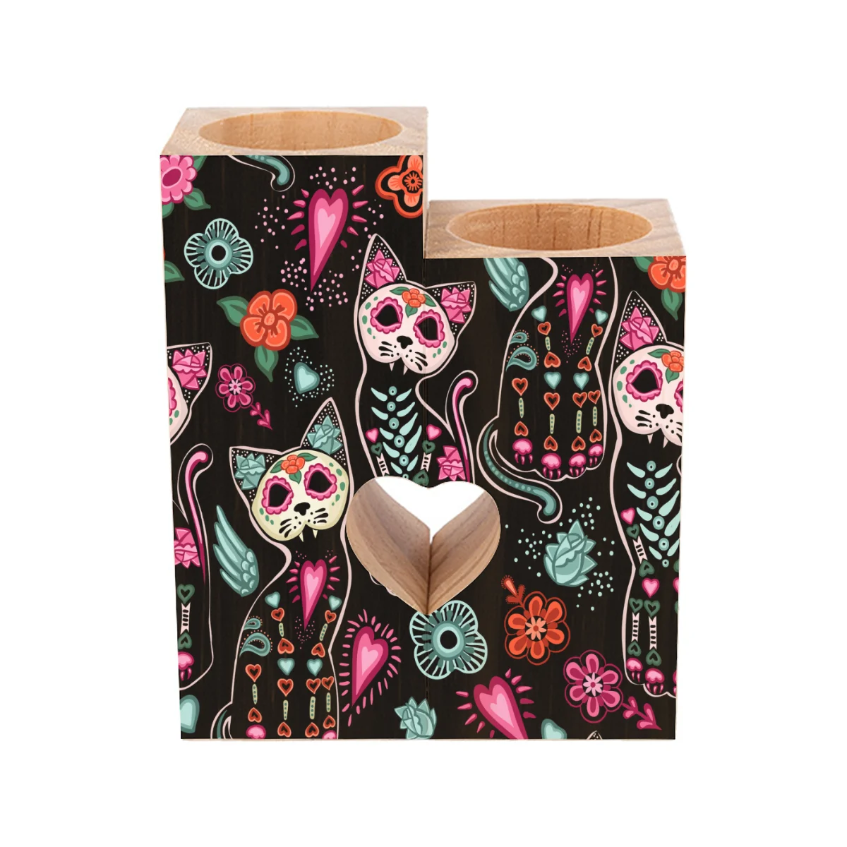 Wooden Candle Tealight Holder Day Of The Dead Sugar Skull Cat Kitten Floral Romantic Candle Holder Decorative Heart-Shaped Craft
Wooden Candle Tealight Holder Day Of The Dead Sugar Skull Cat Kitten Floral Romantic Candle Holder Decorative Heart-Shaped Craft