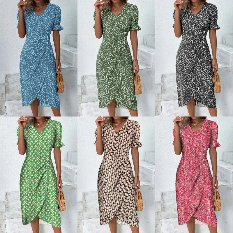 Summer New Women's Short Skirt Casual Elegant Digital Printing Collage V-neck Pullover High Waist Bubble Sleeve Irregular Dress
Summer New Women's Short Skirt Casual Elegant Digital Printing Collage V-neck Pullover High Waist Bubble Sleeve Irregular Dress
