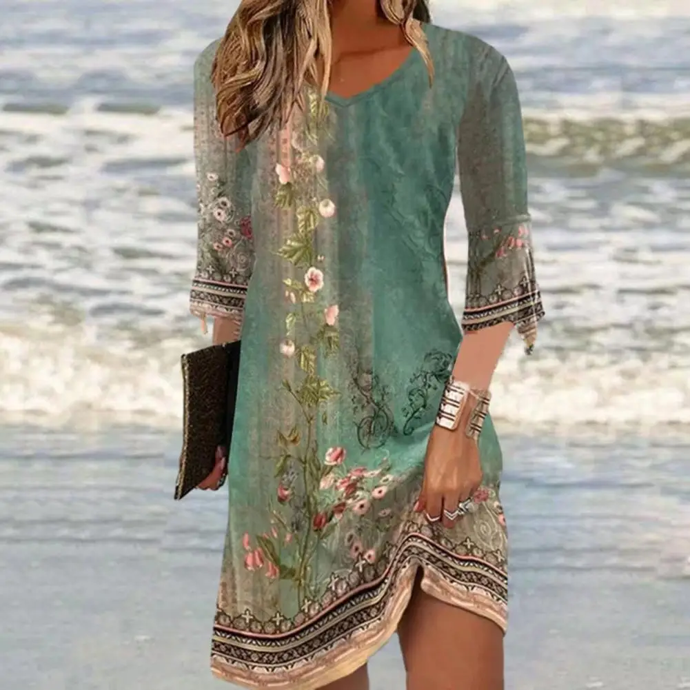 Women Dress Vintage Floral Print A-line Patchwork Lady Mini Dress V Neck Loose Soft Trumpet Sleeve Above Knee Women Mini Dress
Women Dress Vintage Floral Print A-line Patchwork Lady Mini Dress V Neck Loose Soft Trumpet Sleeve Above Knee Women Mini Dress
