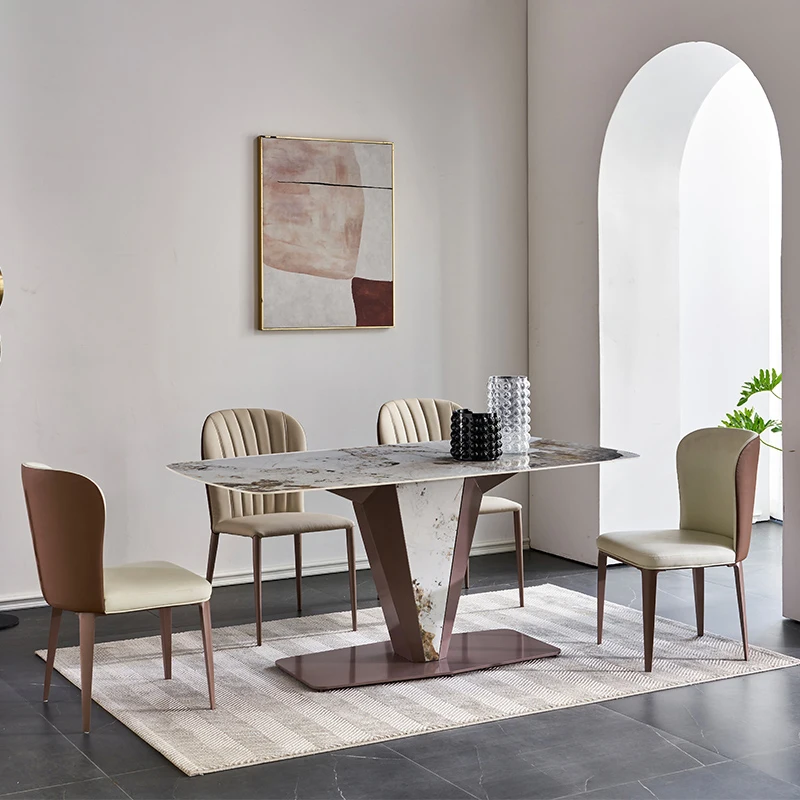 Modern simple marble unembroidered steel rice table Italian style light extravagant rock table table and chair combination
Modern simple marble unembroidered steel rice table Italian style light extravagant rock table table and chair combination