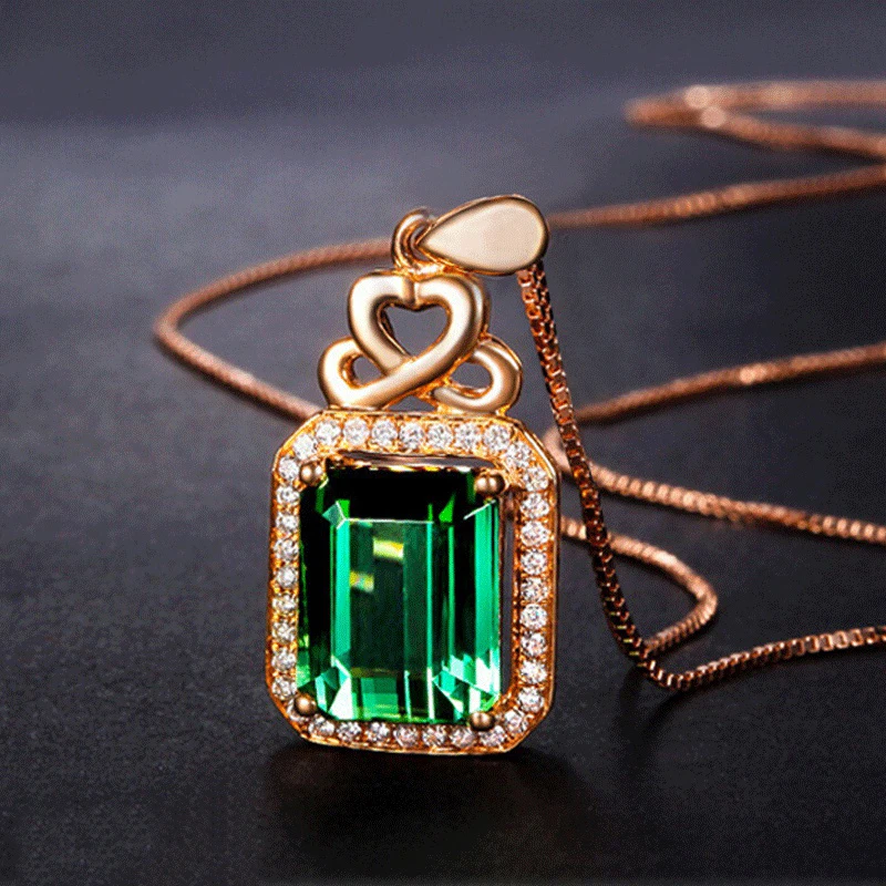 Luxury Women's Rose Gold Necklace Green Emerald Pendant Necklace Green Crystal Necklace Anniversary Gift Wedding Jewelry
Luxury Women's Rose Gold Necklace Green Emerald Pendant Necklace Green Crystal Necklace Anniversary Gift Wedding Jewelry