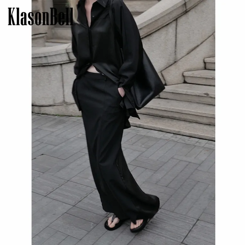 9.13 KlasonBell Temperament Black Patchwork Long Sleeve Shirt Or High Waist Pocket Decoration Split Skirt Set Women
9.13 KlasonBell Temperament Black Patchwork Long Sleeve Shirt Or High Waist Pocket Decoration Split Skirt Set Women