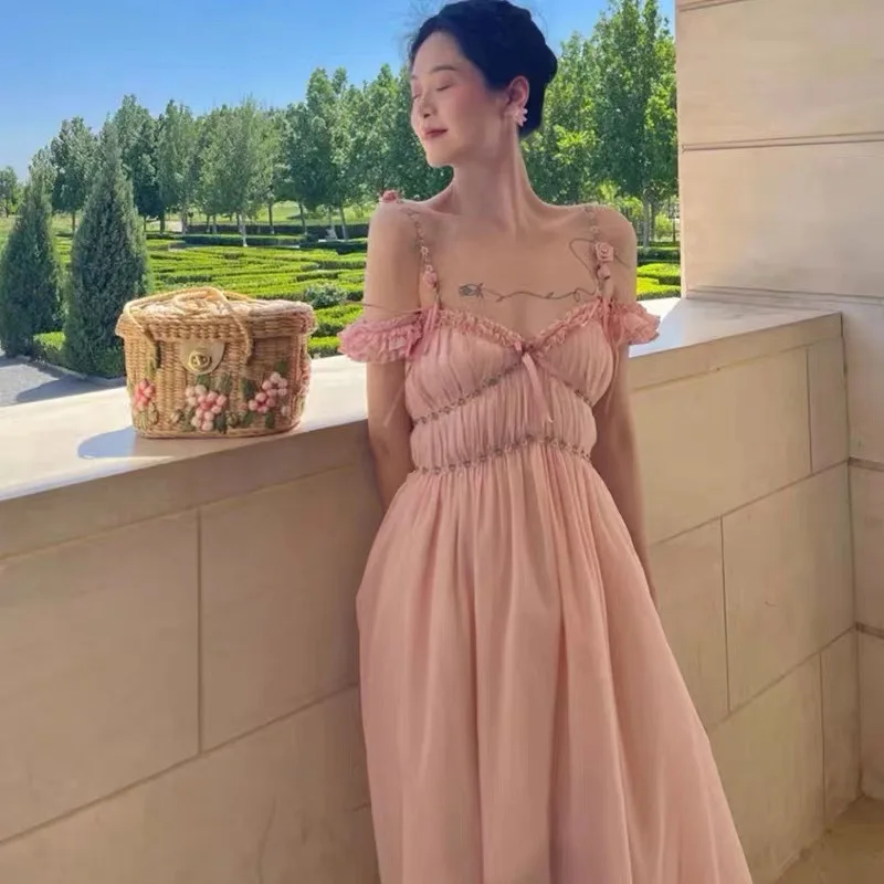 Cute Summer Dresses for Women Elegant Solid Pink Maxi Long Beach Sundress Lady Sexy Spaghetti Strap Evening Party Dress Vestidos
Cute Summer Dresses for Women Elegant Solid Pink Maxi Long Beach Sundress Lady Sexy Spaghetti Strap Evening Party Dress Vestidos