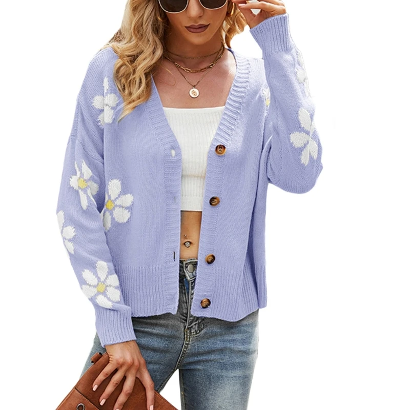 F42F Women's Floral Knitted Sweater Cardigans Long Sleeve V Neck Loose Button Down Vintage Cottagecore Sweater Top Streetwear
F42F Women's Floral Knitted Sweater Cardigans Long Sleeve V Neck Loose Button Down Vintage Cottagecore Sweater Top Streetwear