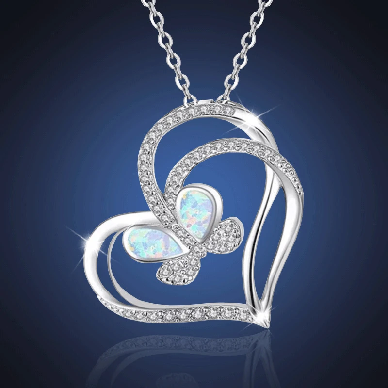 Fashion Heart Necklace Butterfly Pendant Necklace for Women Imitation Opal Necklace Animal Necklace Jewelry Party Gift
Fashion Heart Necklace Butterfly Pendant Necklace for Women Imitation Opal Necklace Animal Necklace Jewelry Party Gift