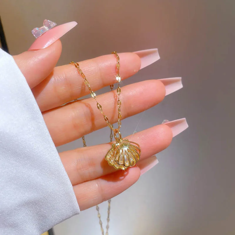 Gold Color Sea Shell Pendant Necklace Women Stainless Steel Collarbone Chain Shell with Pearls Necklace Girls Collar Jewelry
Gold Color Sea Shell Pendant Necklace Women Stainless Steel Collarbone Chain Shell with Pearls Necklace Girls Collar Jewelry