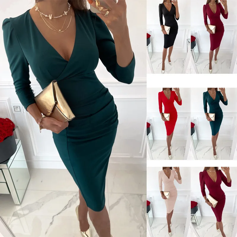 Spring and summer 2023 V-neck sexy fashion temperament commuter waist closing dress women
Spring and summer 2023 V-neck sexy fashion temperament commuter waist closing dress women