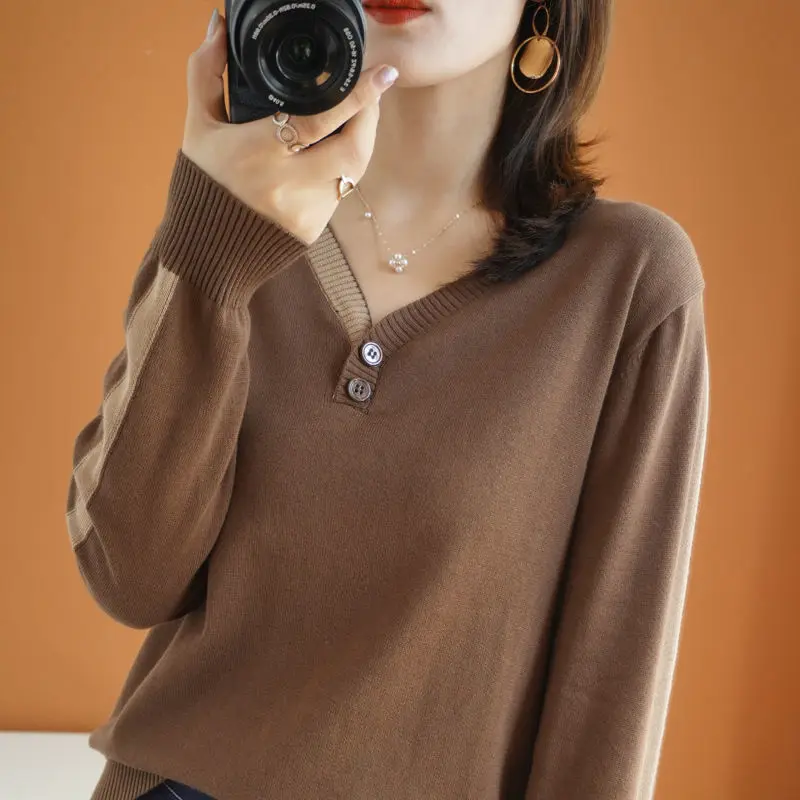 Autumn and Winter Women Knitted V-neck Sweaters 2022 New Casual Solid Color Pullover Jumper Long Sleeve Loose Tops T134
Autumn and Winter Women Knitted V-neck Sweaters 2022 New Casual Solid Color Pullover Jumper Long Sleeve Loose Tops T134