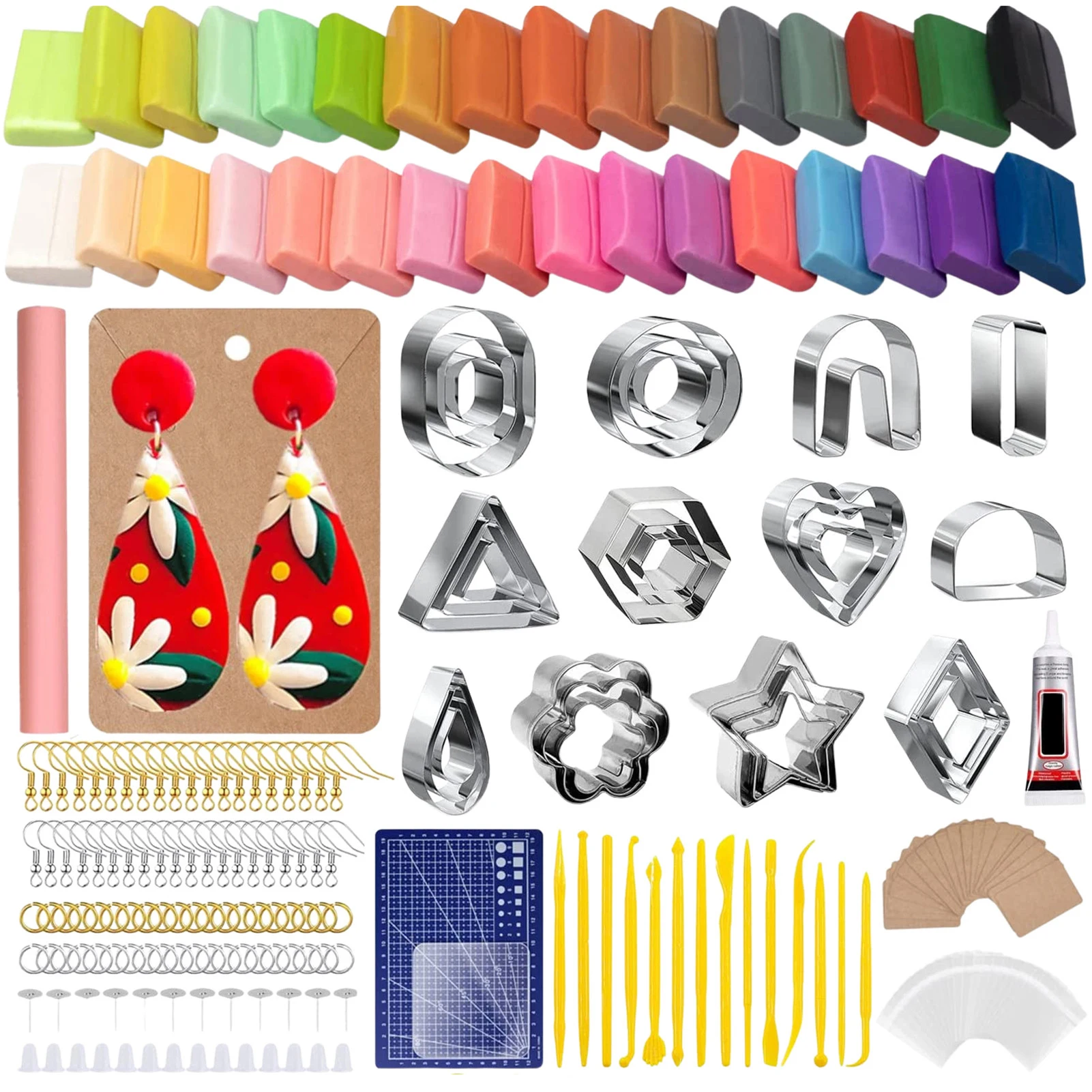 DIY Earring Kit Clay Clay Cutters For Earrings Earring Hooks Clay Jewelry Making Jump Rings Shape Decorating Mold DIY Tools
DIY Earring Kit Clay Clay Cutters For Earrings Earring Hooks Clay Jewelry Making Jump Rings Shape Decorating Mold DIY Tools