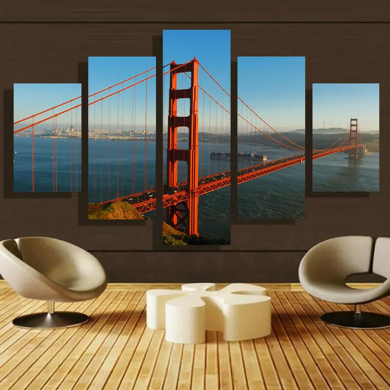 5P Canvas Wall Art Poster and Print Living Room Golden Gate Bridge No Framed 5 Panel HD Print Pictures Home Decor 5 Piece
5P Canvas Wall Art Poster and Print Living Room Golden Gate Bridge No Framed 5 Panel HD Print Pictures Home Decor 5 Piece