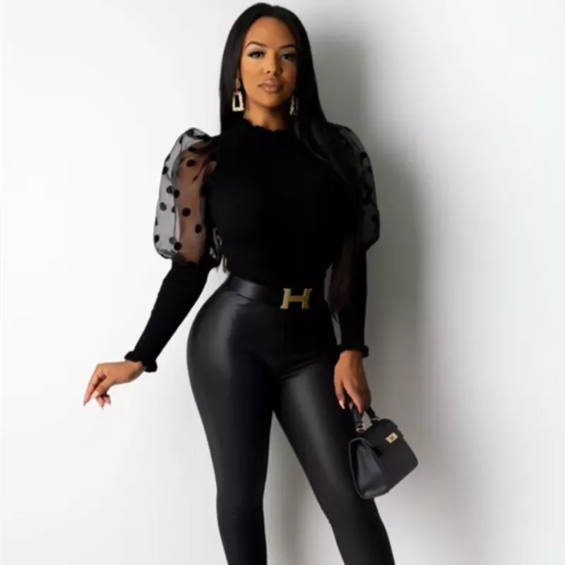 Fashion Elegant Women's Blouses Casual Long Sleeve Turtleneck Mesh Polka Dot Lantern Sleeve Slim Skinny Shirts Tops
Fashion Elegant Women's Blouses Casual Long Sleeve Turtleneck Mesh Polka Dot Lantern Sleeve Slim Skinny Shirts Tops
