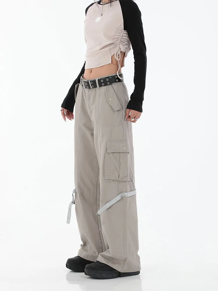 2022 High Waist Bandage Cargo Pants Baggy Straight Casual Fashion Pants Women Streetwear All-Match Wide Leg Trousers Harajuku 
2022 High Waist Bandage Cargo Pants Baggy Straight Casual Fashion Pants Women Streetwear All-Match Wide Leg Trousers Harajuku