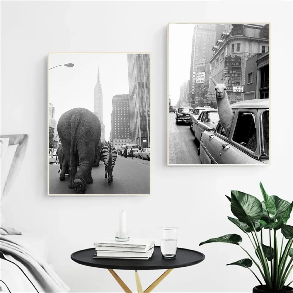 New York City Street Animals Print Zebra Alpaca Elephant Canvas Art Painting Black White Poster Nordic Wall Pictures Home Decor
New York City Street Animals Print Zebra Alpaca Elephant Canvas Art Painting Black White Poster Nordic Wall Pictures Home Decor