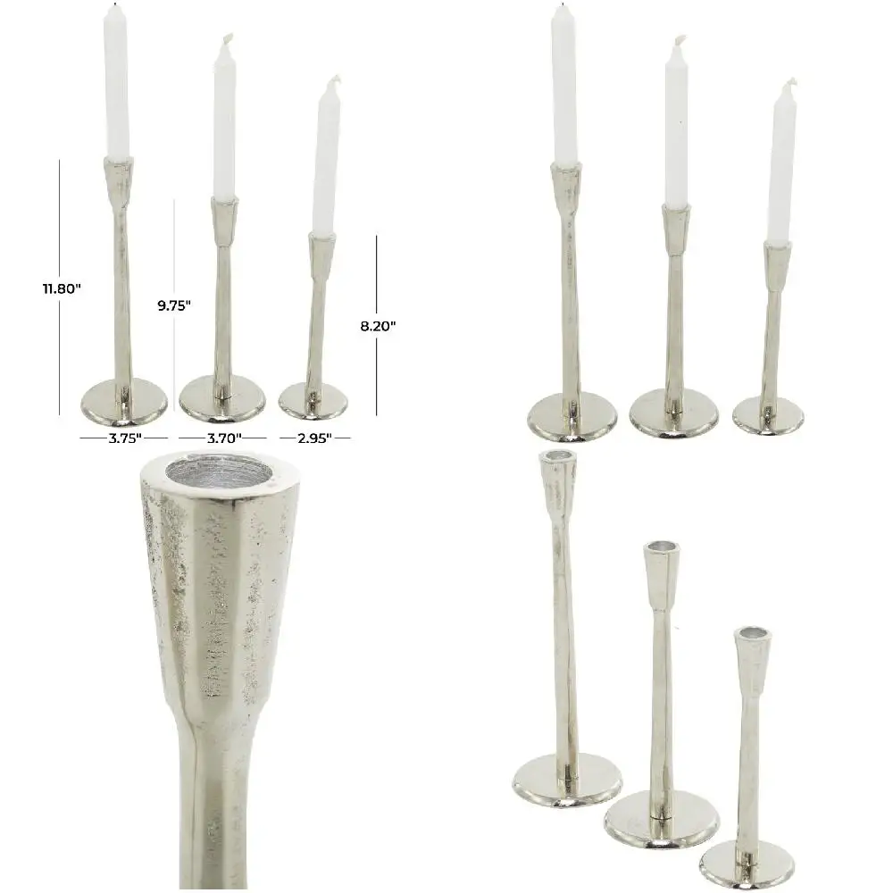 Premium Quality Silver Aluminum Tapered Candle Holders, Set of 3 for Home Decoration and Special Occasions
Premium Quality Silver Aluminum Tapered Candle Holders, Set of 3 for Home Decoration and Special Occasions