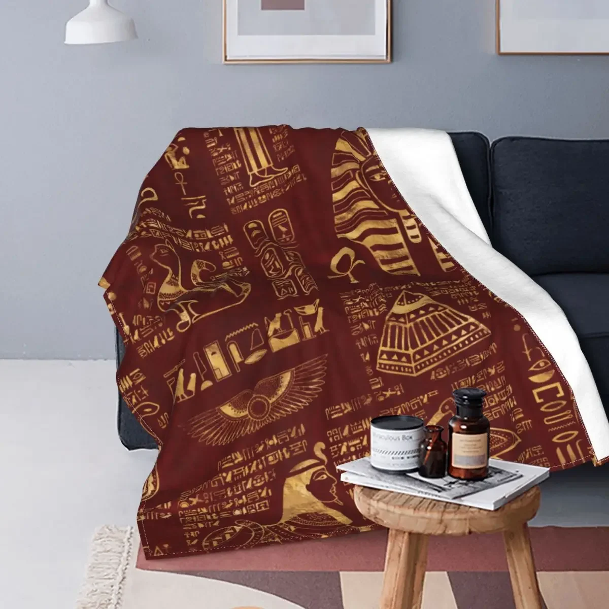 

Египетские иероглифы и символы, египетское одеяло, Фланелевое многофункциональное мягкое покрывало для постельных принадлежностей, плюшевое тонкое одеяло для путешествий