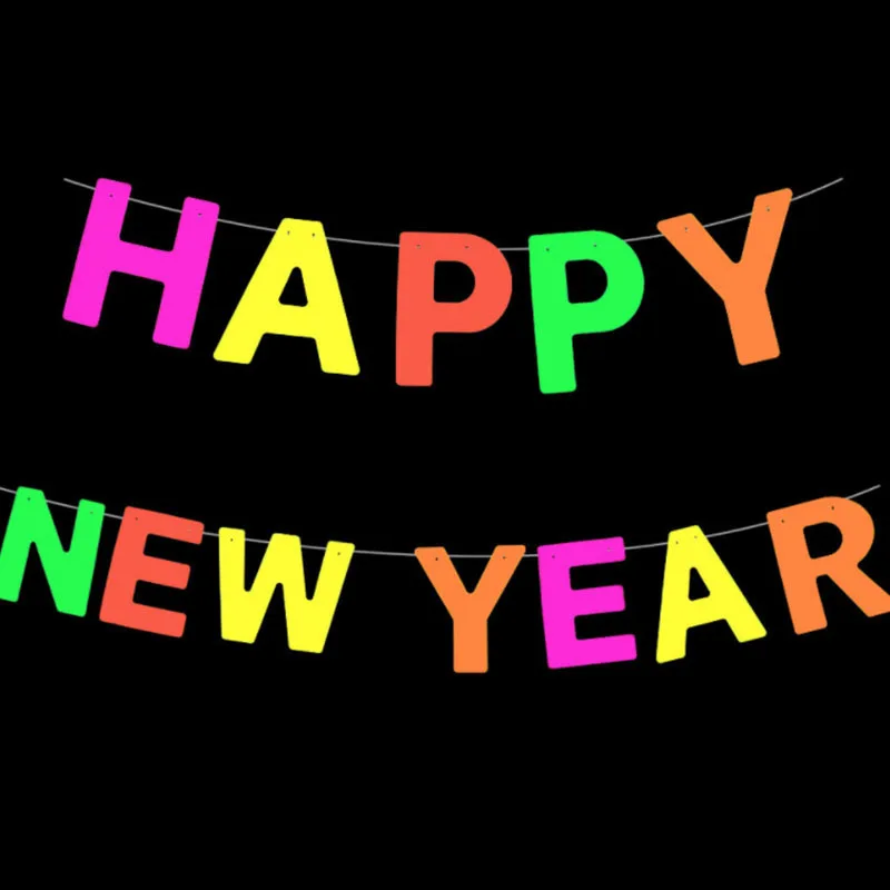 Fluorescent Happy New Year Banner Garlands Glow Party Neon Balloon UV Black Light Reactive For Christmas Decoration 2023 Navidad
Fluorescent Happy New Year Banner Garlands Glow Party Neon Balloon UV Black Light Reactive For Christmas Decoration 2023 Navidad
