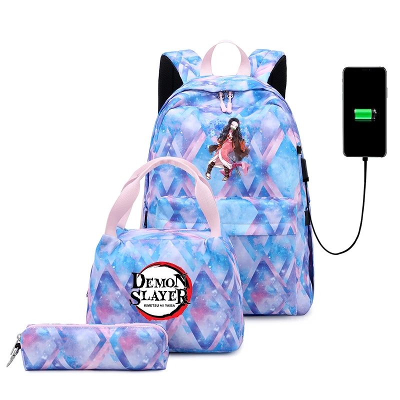 3pcs/set Anime Demon Slayer Kimetsu No Yaiba School Bags Backpack Women Men USB Charging Casual Travel Backpack Mochila
3pcs/set Anime Demon Slayer Kimetsu No Yaiba School Bags Backpack Women Men USB Charging Casual Travel Backpack Mochila
