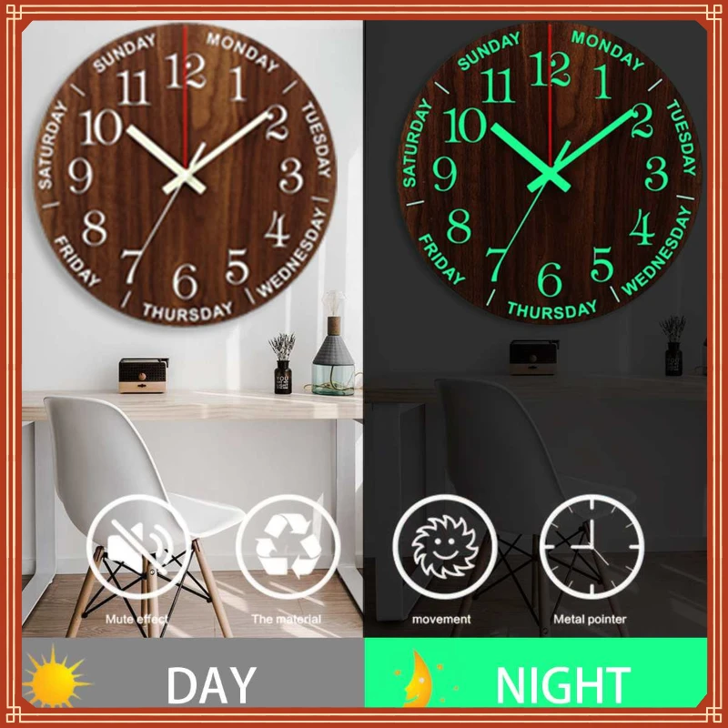 Inch Luminous Wall Clock Wood Silent light in dark night Nordic Fashion Wall Clock Non Ticking Clock With Night Light
Inch Luminous Wall Clock Wood Silent light in dark night Nordic Fashion Wall Clock Non Ticking Clock With Night Light