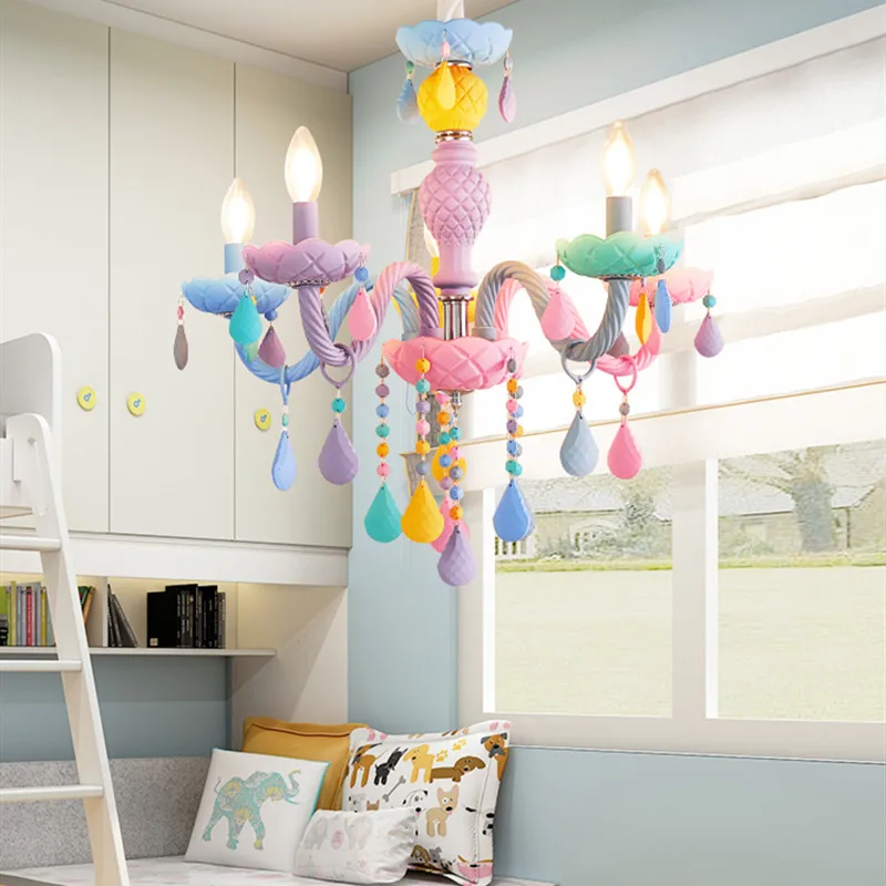 Children room Macaron Colorful Crystal Chandelier Rainbow Candle lustres American girl princess Luminaire light fixtures
Children room Macaron Colorful Crystal Chandelier Rainbow Candle lustres American girl princess Luminaire light fixtures
