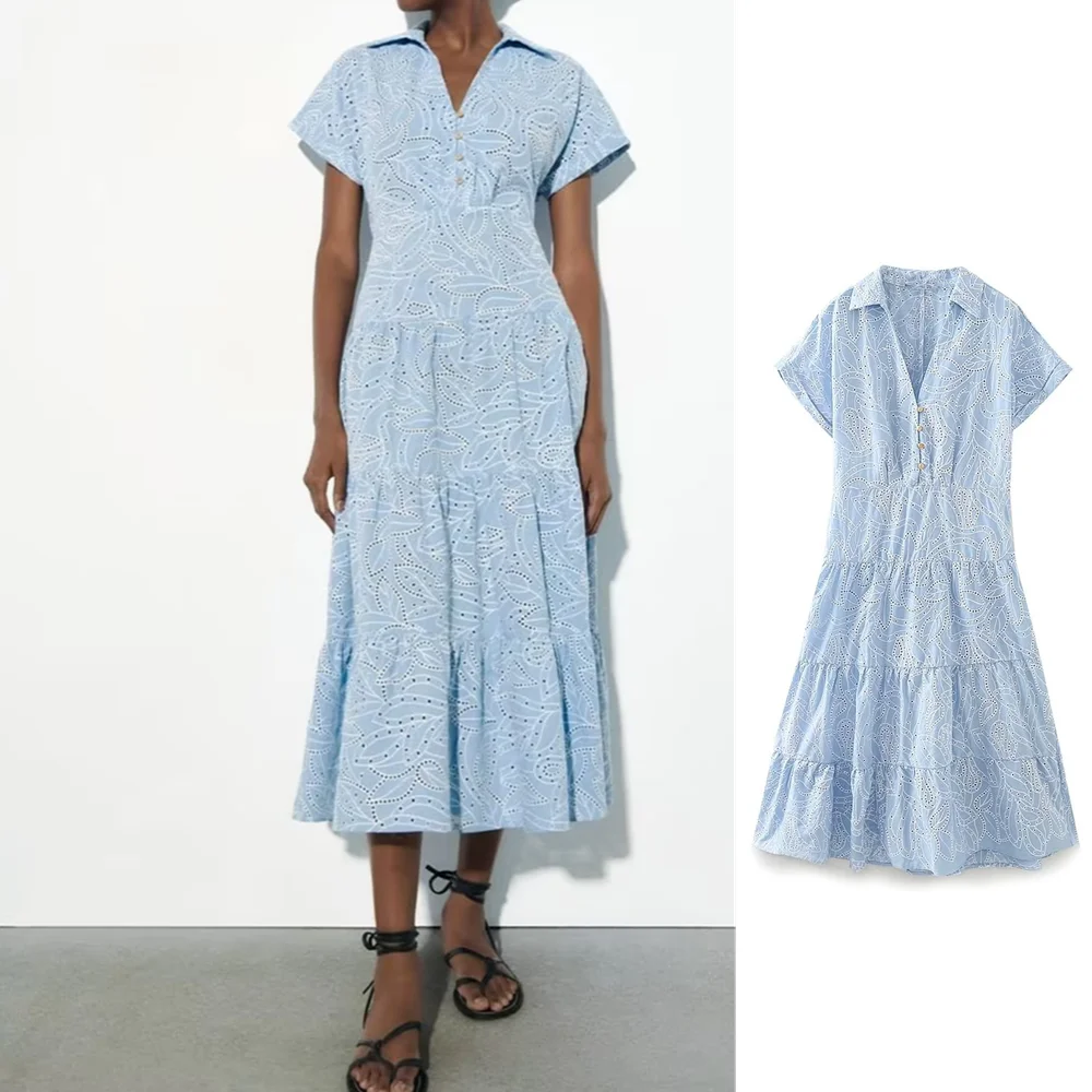 PB&ZA 2023 Summer New Women's European and American V-neck Spliced Layered Hollow out Embroidery Shirt Style Dress 7946528
PB&ZA 2023 Summer New Women's European and American V-neck Spliced Layered Hollow out Embroidery Shirt Style Dress 7946528