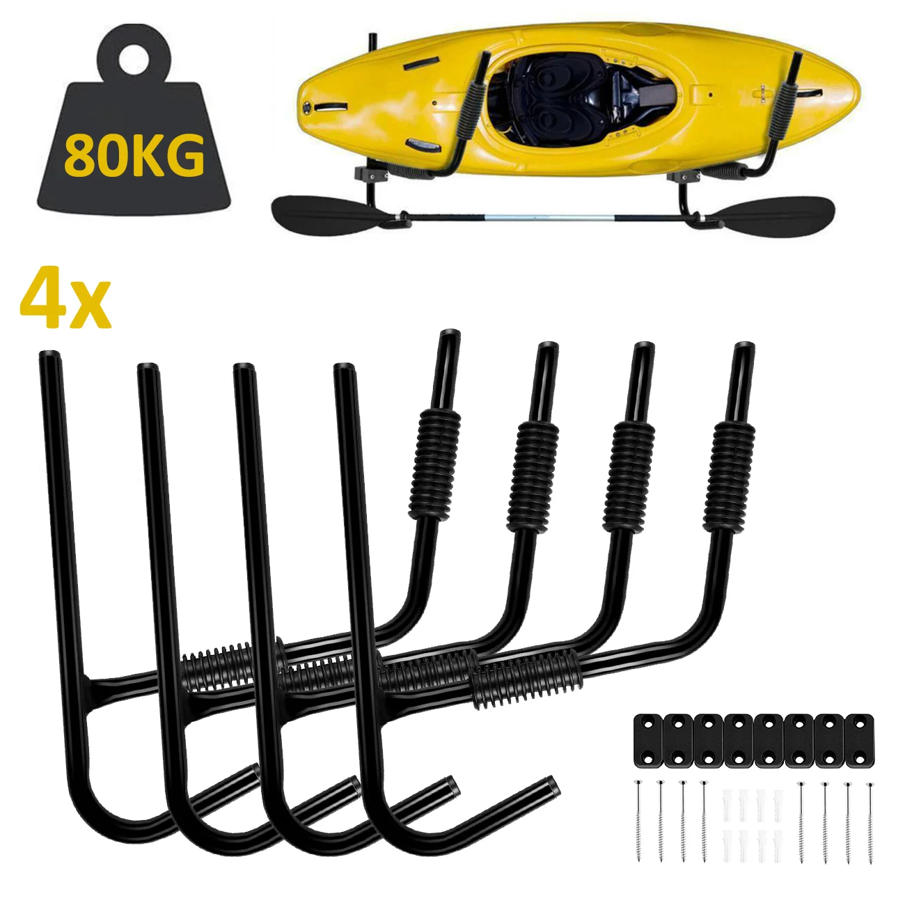 Samger 4pcs Kayak Storage Rack Canoe Wall Mount Hooks Heavy Duty Indoor Boat Hanging Rack Space-saving Rack For Surfboard Kayaks
Samger 4pcs Kayak Storage Rack Canoe Wall Mount Hooks Heavy Duty Indoor Boat Hanging Rack Space-saving Rack For Surfboard Kayaks