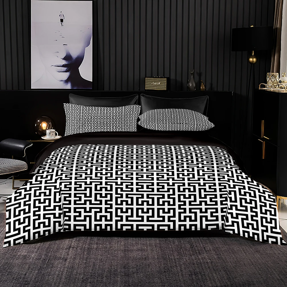 Black Bedding Set Modern White Classic Plaid Pattern Duvet Cover Set Nordic Design Bedclothes 2-3pcs Hot Recommend Home Textile
Black Bedding Set Modern White Classic Plaid Pattern Duvet Cover Set Nordic Design Bedclothes 2-3pcs Hot Recommend Home Textile