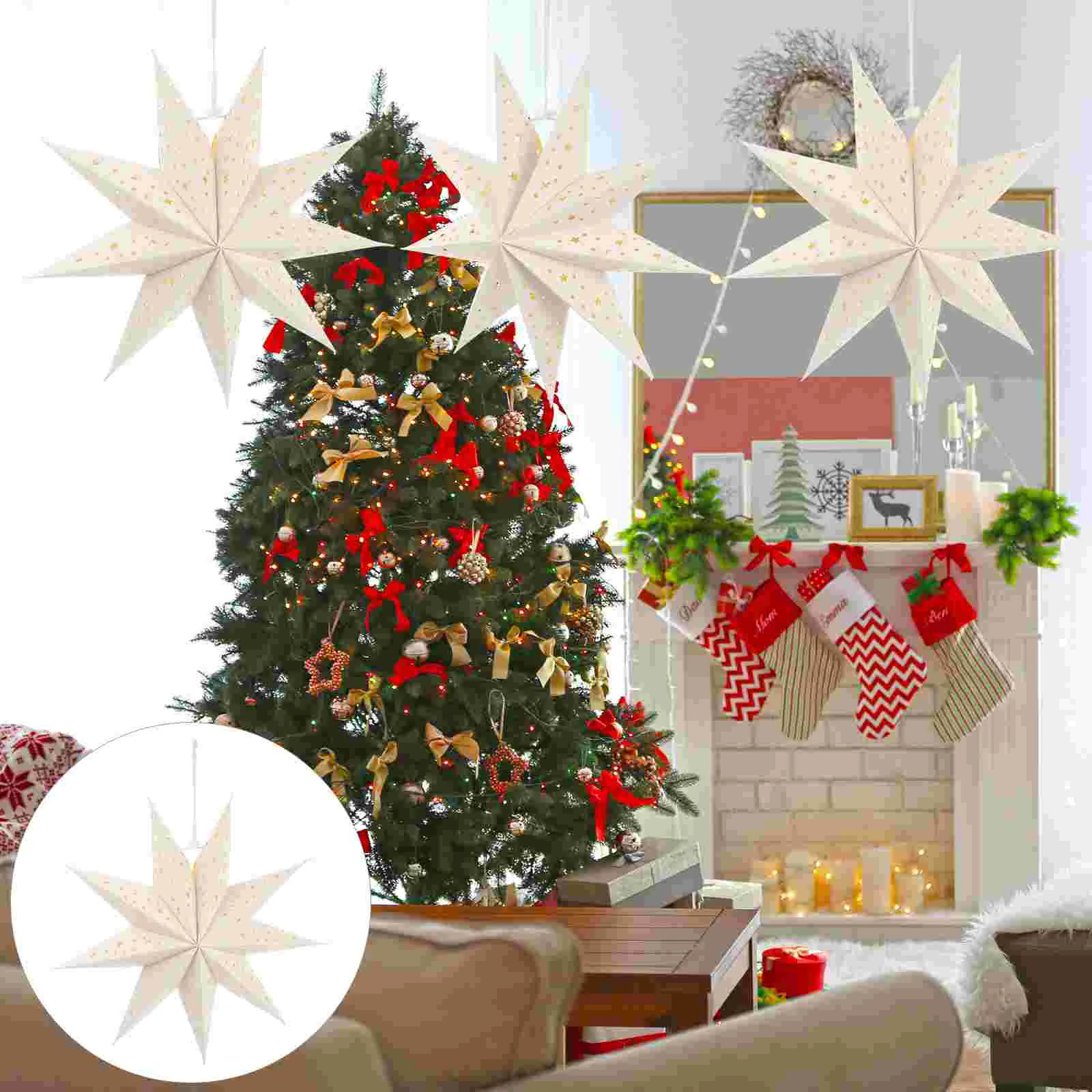 Nine Pointed Star Paper Lantern Christmas Pendant Decorative Lamp Shade Lampshade Accessory Shades Covers For Home Hanging
Nine Pointed Star Paper Lantern Christmas Pendant Decorative Lamp Shade Lampshade Accessory Shades Covers For Home Hanging