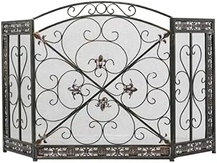Foldable Mesh Netting 3 Panel Fireplace Screen with Fleur De Lis and Scrollwork Designs, 52" x 1" x 31", Black Mosquito killing
Foldable Mesh Netting 3 Panel Fireplace Screen with Fleur De Lis and Scrollwork Designs, 52" x 1" x 31", Black Mosquito killing