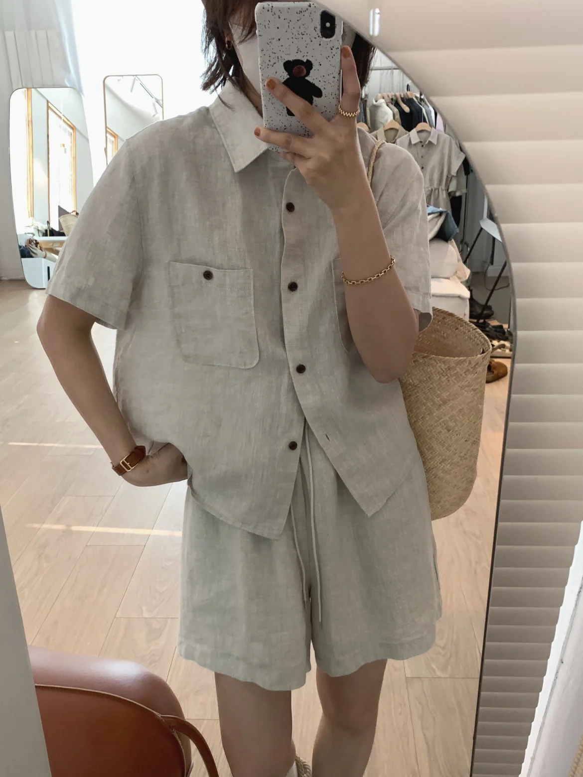 Women's Summer Linen Shorts Sets Gray Black 2 Piece Short Sleeve Shirt Sets Tracksuit
Women's Summer Linen Shorts Sets Gray Black 2 Piece Short Sleeve Shirt Sets Tracksuit