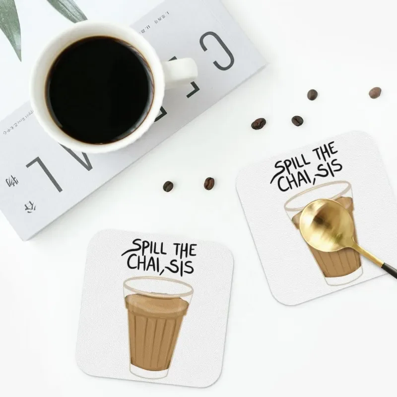 Spill The Chai Coasters Kitchen Placemats Waterproof Insulation Cup Coffee Mats For Decor Home Tableware Pads Set of 4
Spill The Chai Coasters Kitchen Placemats Waterproof Insulation Cup Coffee Mats For Decor Home Tableware Pads Set of 4