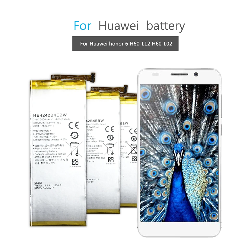 Replacement Phone Battery HB4242B4EBW For Huawei Honor 6 Honor6/For Honor 4X Honor4X/For Honor 7i Honor7i/ Shot X Batteria
Replacement Phone Battery HB4242B4EBW For Huawei Honor 6 Honor6/For Honor 4X Honor4X/For Honor 7i Honor7i/ Shot X Batteria