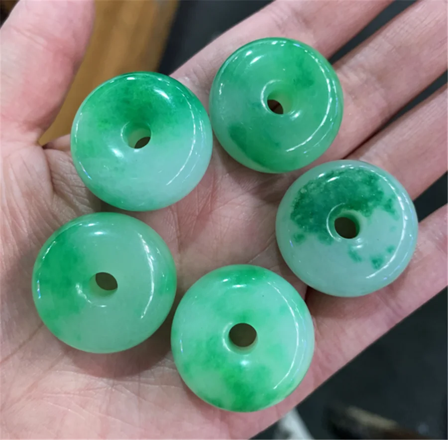 

25mm Grade A Green Jade Donut Round Safety Buckle Stone Beads For Jewelry Making Diy Bracelet Charms Necklace Pendant Accessorie