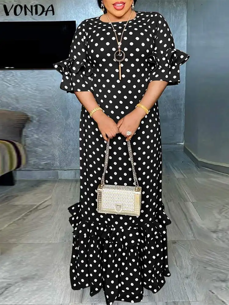 VONDA Bohemian Maxi Long Dress 2022 Polka Dot Printed Sundress Women Half Sleeve Holiday Party Maxi Dresses Casual Vestido Femme
VONDA Bohemian Maxi Long Dress 2022 Polka Dot Printed Sundress Women Half Sleeve Holiday Party Maxi Dresses Casual Vestido Femme