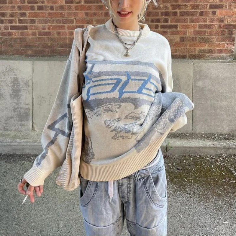 Women Vintage Knitted Street Sweater Maiden Oversized Harajuku Men's Pullovers Sweaters Creative Stripes Knitwear Pullover Top
Women Vintage Knitted Street Sweater Maiden Oversized Harajuku Men's Pullovers Sweaters Creative Stripes Knitwear Pullover Top