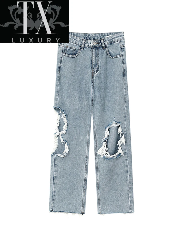 Blue Ripped Jeans Woman Hight Waist Baggy Vintage Boyfriend Loose Streetwear y2k Pants Female Wide Leg Stright Trousers
Blue Ripped Jeans Woman Hight Waist Baggy Vintage Boyfriend Loose Streetwear y2k Pants Female Wide Leg Stright Trousers
