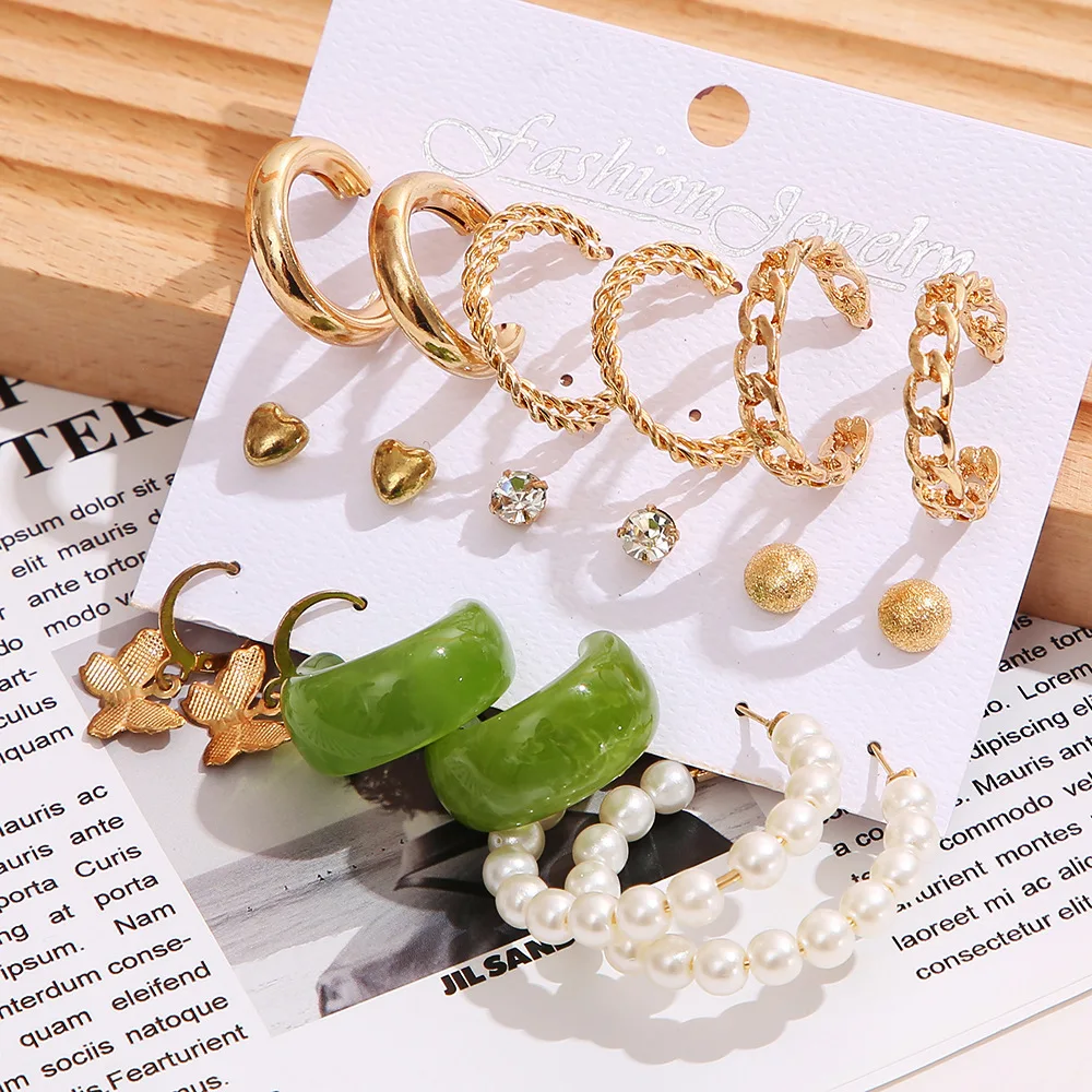 Vintage Pearl Butterfly Leopard Earring Set Green Resin for Women Girls Heart Hoop Earrings Set Elegant Wedding Party Jewellery
Vintage Pearl Butterfly Leopard Earring Set Green Resin for Women Girls Heart Hoop Earrings Set Elegant Wedding Party Jewellery